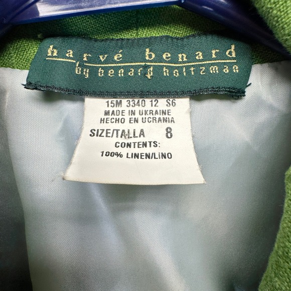 VTG Harve Benard 100% Linen Green Blazer 3/4 Sleeve Womens Size 8 Easter Summer - Picture 4 of 10